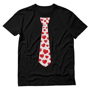 Mens Valentine's Day Love Red Hearts Tie Gift for Valentine's Day Perfect Gift Idea for Him Husband T Shirt