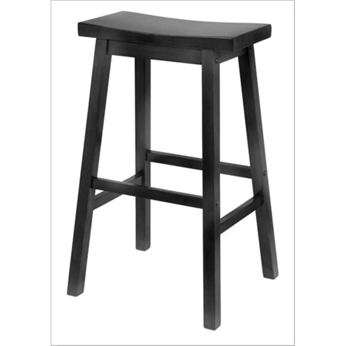 212 MAIN Backless Rustic Armless Indoor Kitchen Counter Height Stool - 29-in Curved Saddle Seat, Solid Wood Construction, Footrest, Easy Assembly Required, Black Finish, Curved Seat