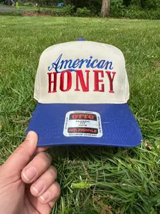 American Honey Embroidered Hat, 4th of July Embroidered Hat, Embroidered Fourth of July Hat, Custom Trucker Hat