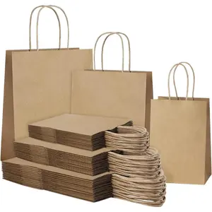 45 count Brown Paper Bags with Handles, Assorted Sizes  Bags Bulk  Paper Bags 5x3x8 & 8x4x10.5 & 10x5x13 15 count Each Bags for Handwork, Shopping Bags for Small Business, Goody Bags Party Bags