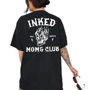 Inked Moms Club Graphic Tee T-Shirt for Women, Mama oversized, tattoos, skull, tatted, mom T-Shirt Sweatshirt, Hoodie