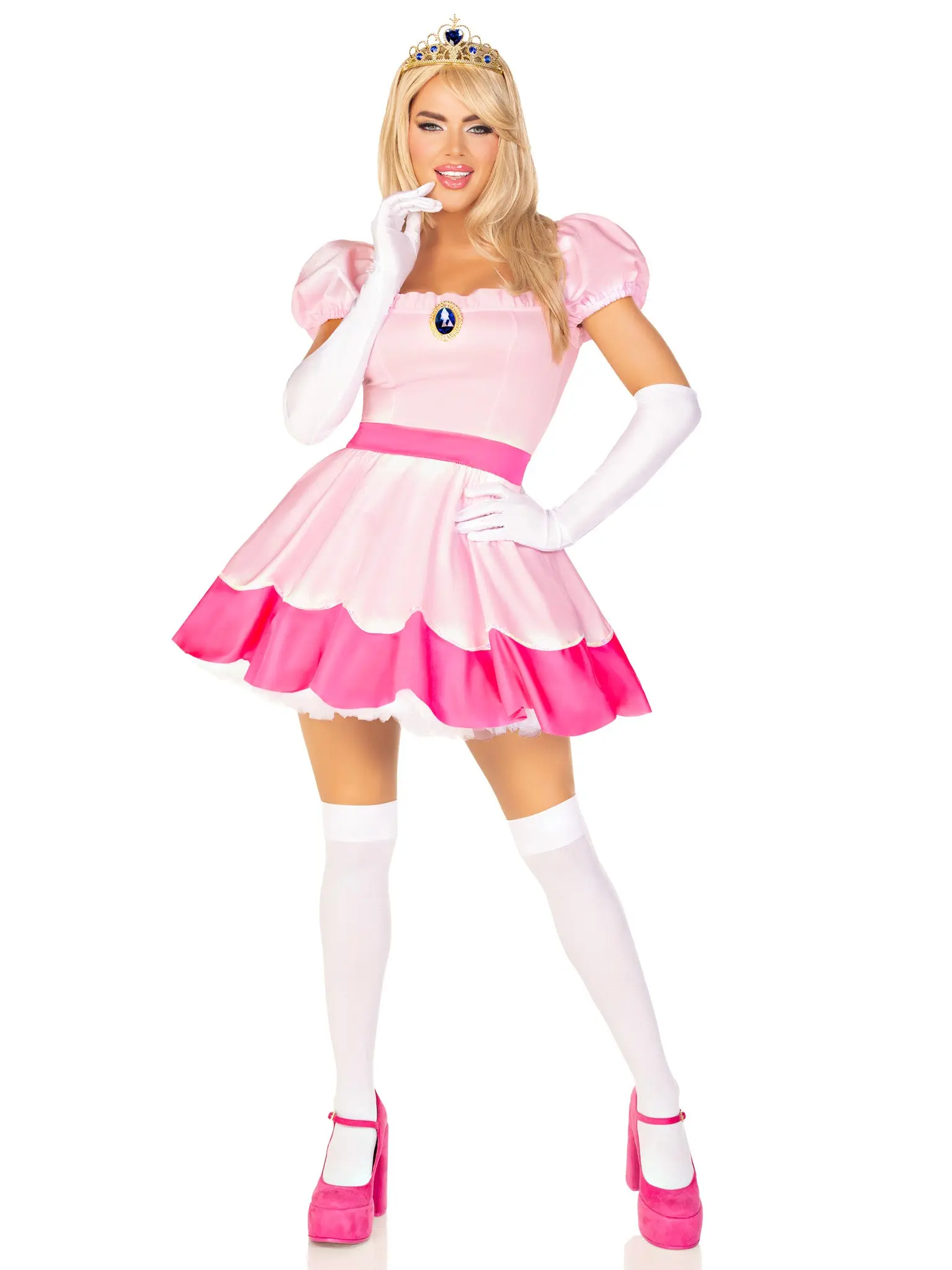 Pink Princess Peach Halloween Costume Dress Set