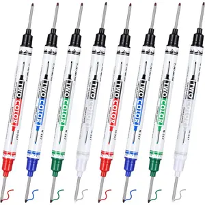 Long  Deep Hole Marker Pens, 8 count 20mm Dual Tip Long Nib Marker Pens Colorful Quick Dry &  Permanent Markers for Construction, Woodworking, Carpentry, Metal and DIY Projects