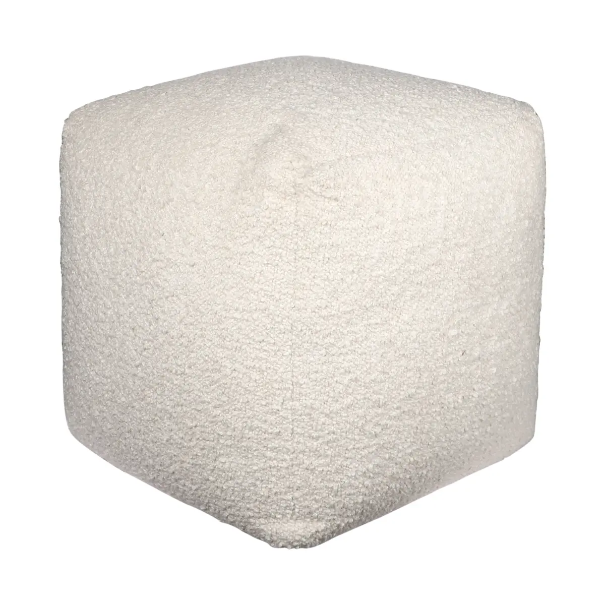 HomeRoots 551568 Cube Shape Outdoor Pouf Ottoman - 18 in. Ivory Polyester Stool