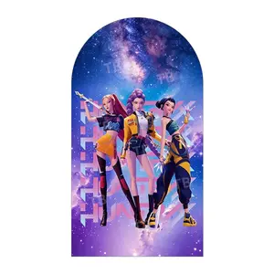 15-day 2D Flat Delivery Galaxy Star Anime Girl Group Arch Backdrop Cover Set for Birthday Party Decor