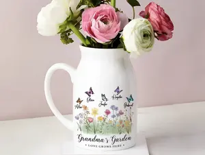 Grandmas Garden Flower Vase, Grandma Flower Vase, Mothers Day Gift, Grandma Gift, Custom Grandkid Name Flower Vase, Personalised Vase