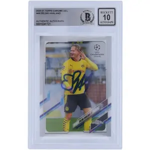 Erling Haaland Borussia Dortmund Autographed 2020-21 Topps Chrome UCL #49 BAS Authenticated 10 Card - Fanatics Authentic Certified
