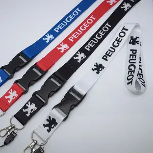 Peugeot Lanyard Nylon Printing Emblem Car Keychain Accessory, Compatible with Peugeot 206 207 307 3008 2008 308 407 408 508 301 208 Rcz