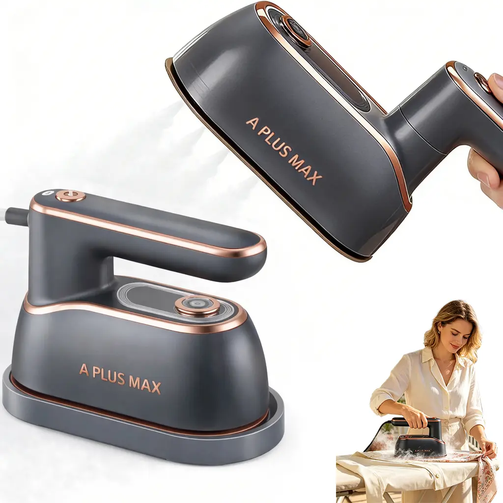 APLUSMAX Newest 2-in-1 Foldable Handheld Travel Wrinkle Steamer - Portable Powerful & Fast Heat-Up, Large Soleplate, 150ml Large Tank, Lightweight, All Fabric Compatible, Reduces Water Refills, for Home, Travel, Office, Mother's Day Gift, Fast Heating