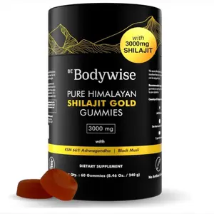 Be Bodywise Pure Himalayan Shilajit Gummies Gold I Lab Tested I No Added Sugar I Ashwagandha, Gokshura Fulvic Acid & 85+ Trace Minerals I for Men,...
