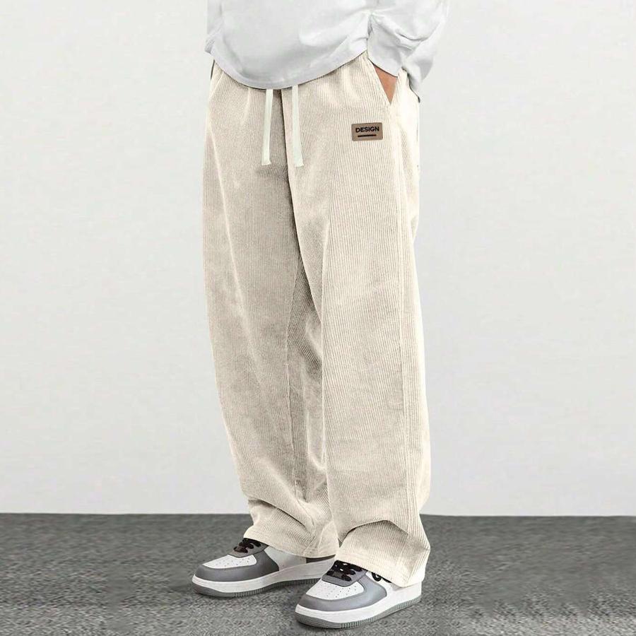 Men’s corduroy casual pants, loose straight fit, versatile for spring, summer, and autumn