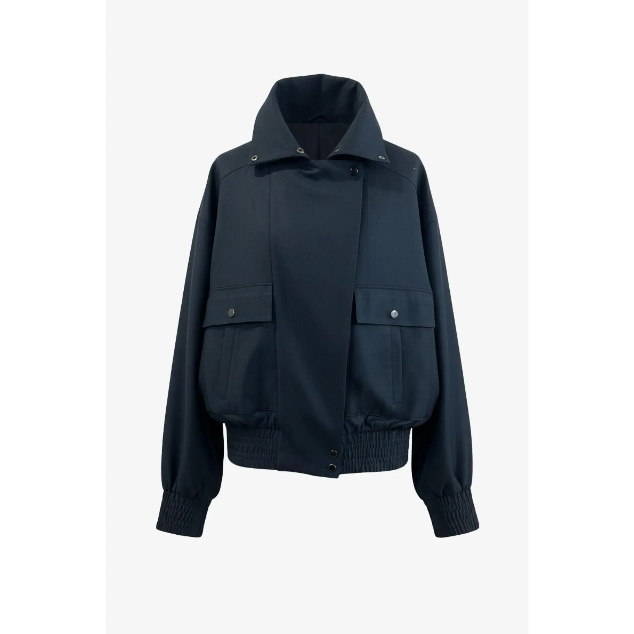 Tailored Wool Balloon Bomber Jacket - Emerald