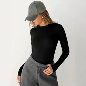 Women Long Sleeve Shirts Ribbed Tops Fall Fashion 2025 Underscrub Basic Casual Clothes Cute Boat Neck Tight Tees