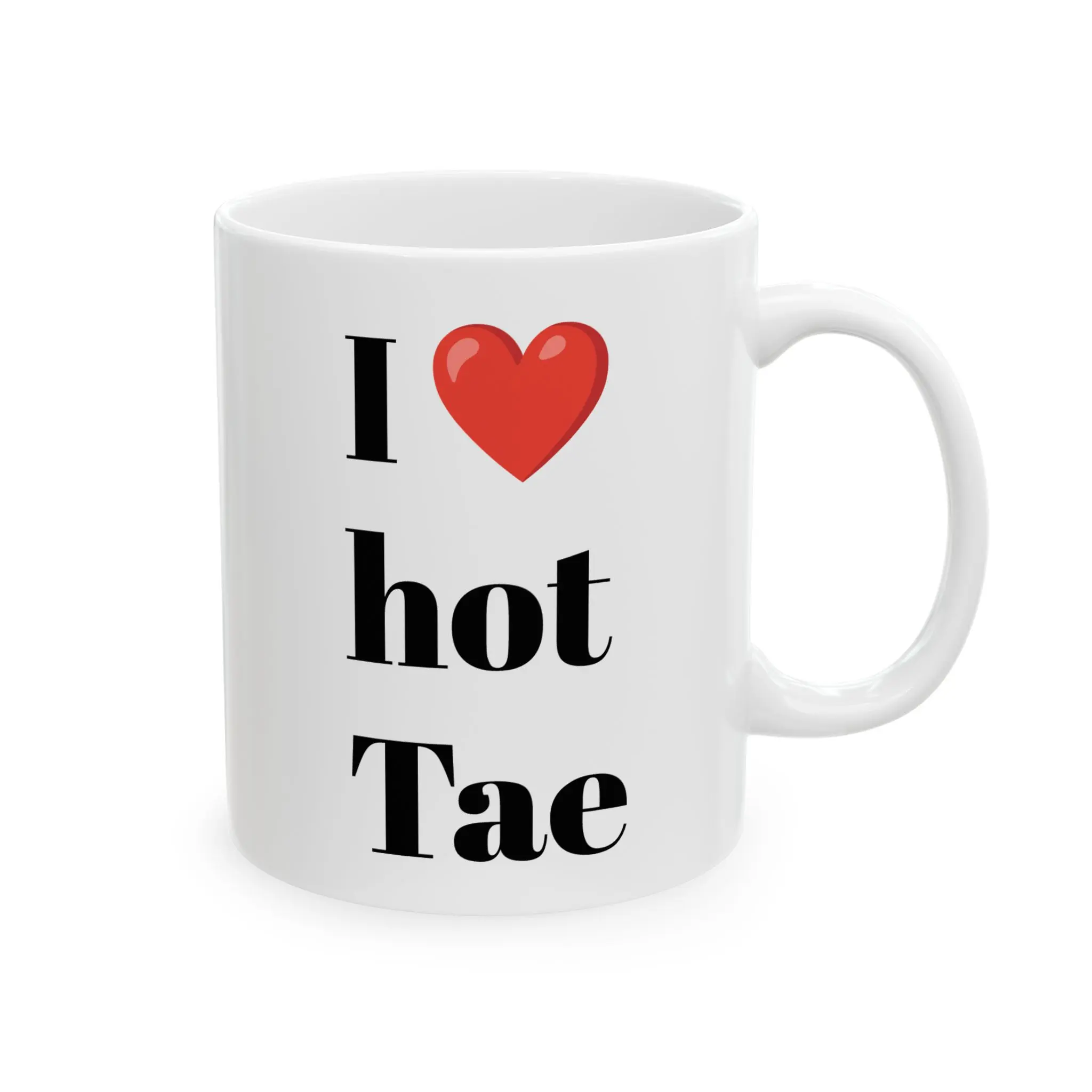 BTS K-POP I Love Hot Tae Mug, K-Pop Fan Coffee Cup, 11oz Ceramic Tea Mug, Gift for ARMY, K-Drama Lover Gift, Bangtan Boys Merchandise, BTS