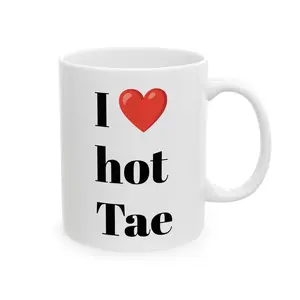 BTS K-POP I Love Hot Tae Mug, K-Pop Fan Coffee Cup, 11oz Ceramic Tea Mug, Gift for ARMY, K-Drama Lover Gift, Bangtan Boys Merchandise, BTS