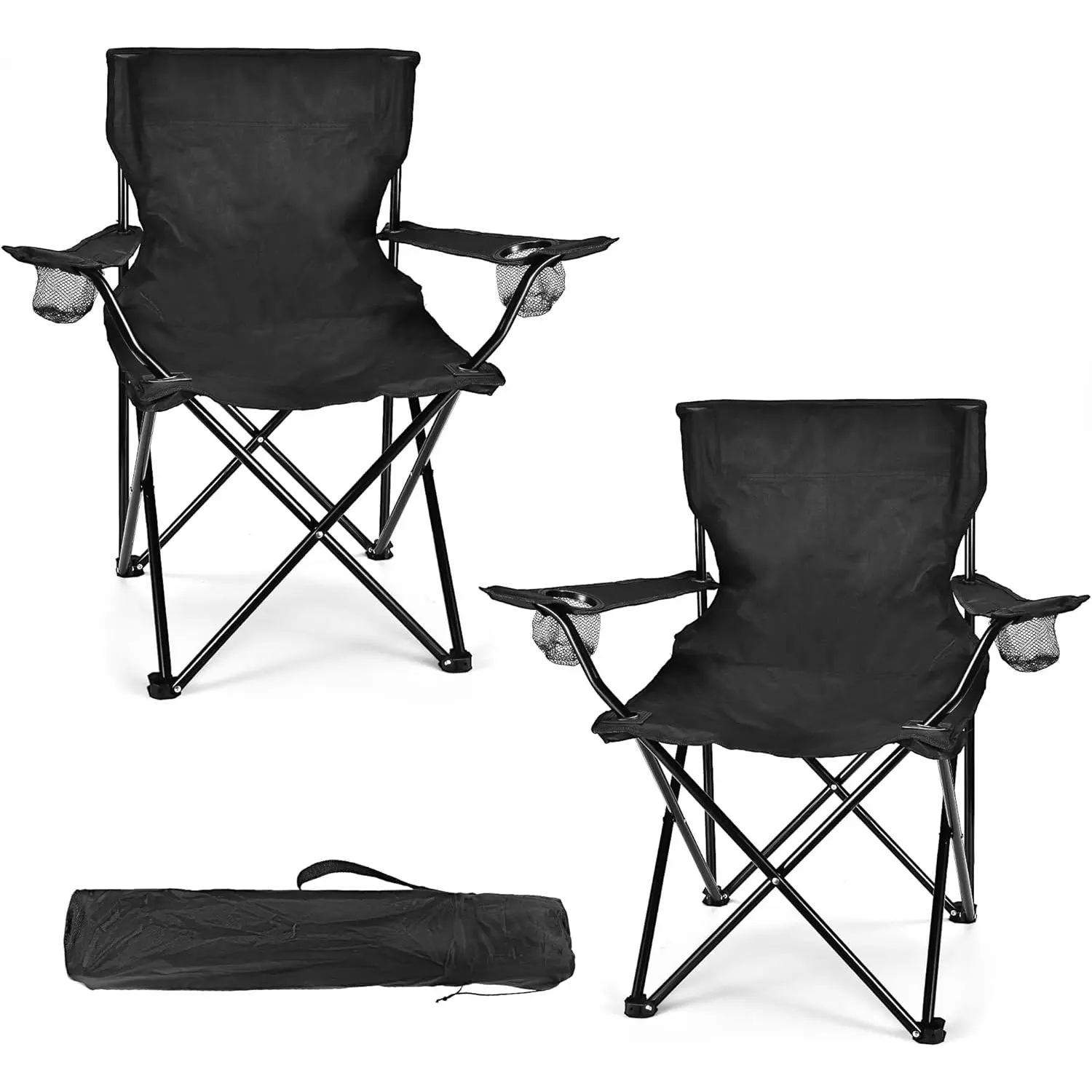 2 Pack Lightweight Camping Chairs for Adults & Teens, 250LBS Capacity Foldable Portable Chairs with Carry Bag, Compact Design for Camping, Beach, Picnics, and Outdoor Events, 2‑Chair Set, 2‑Pack For Groups