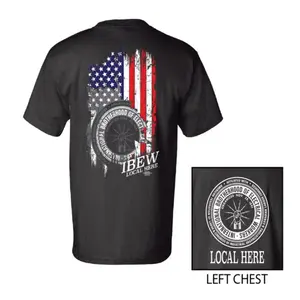 (Add note or message your local) IBEW Your Local Here American Flag Veteran USA Made Union Printed T-Shirt, Perfect for Casual Wear , All size, Full color, Gift For Him - Her