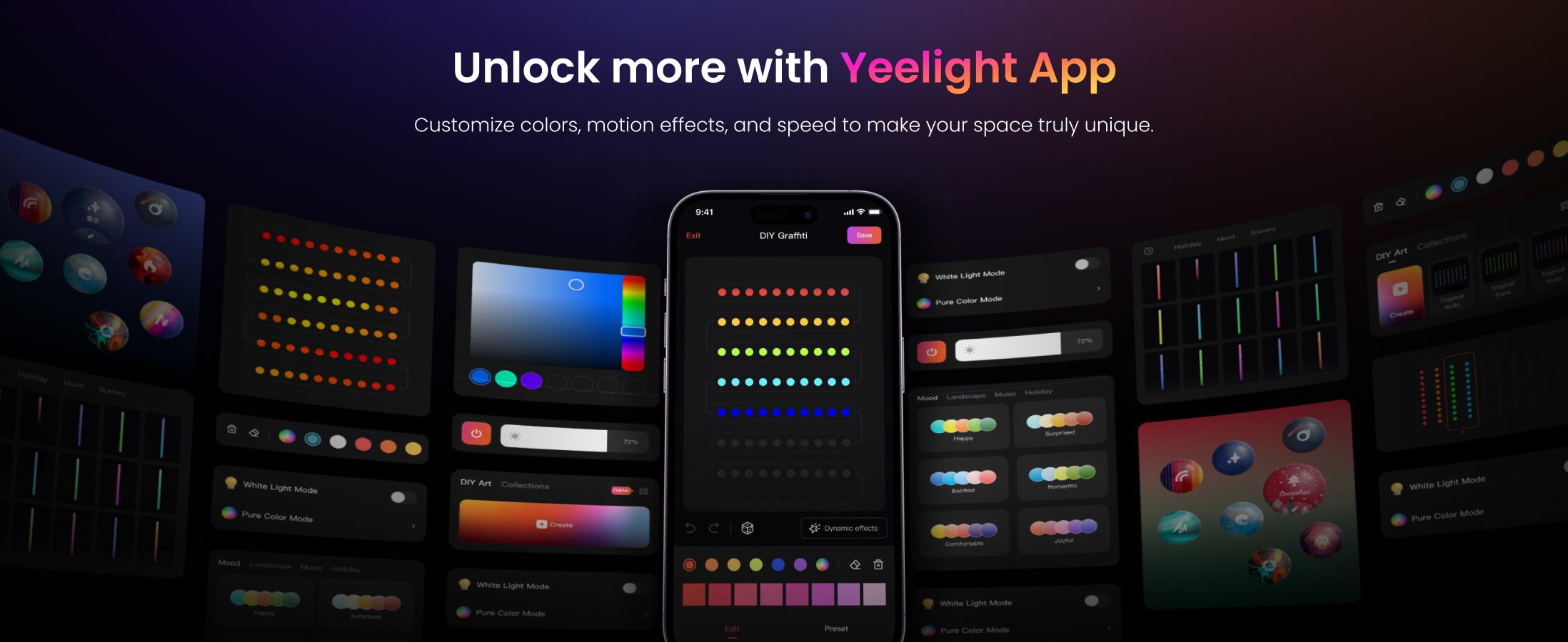 YEELIGHT Permanent Outdoor LED String Lights - 100FT Durable Design Multi-Color LED Holiday Lighting with Music Sync, App Control, Waterproof Eaves Decor for Parties, Light-Up Holiday Lighting