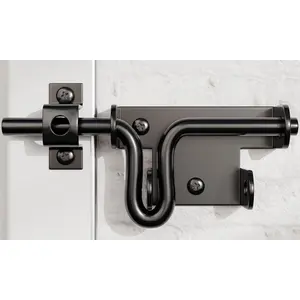 Slide Bolt Gate Latch for Wooden Fence Door Lock With Padlock Hole, Heavy Duty Sliding Lock, Black Barrel Bolt Latches Hardware for Wood Vinyl Fence Barn Shed
