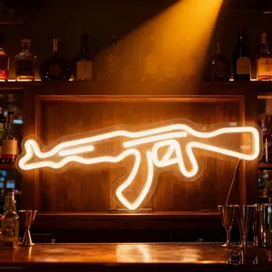 Ak47 Gun Shape Neon Sign, USB Powered LED Wall Decor, Dimmable, Ideal for Men's Lounge, Game Room, Bedroom, Bar Party