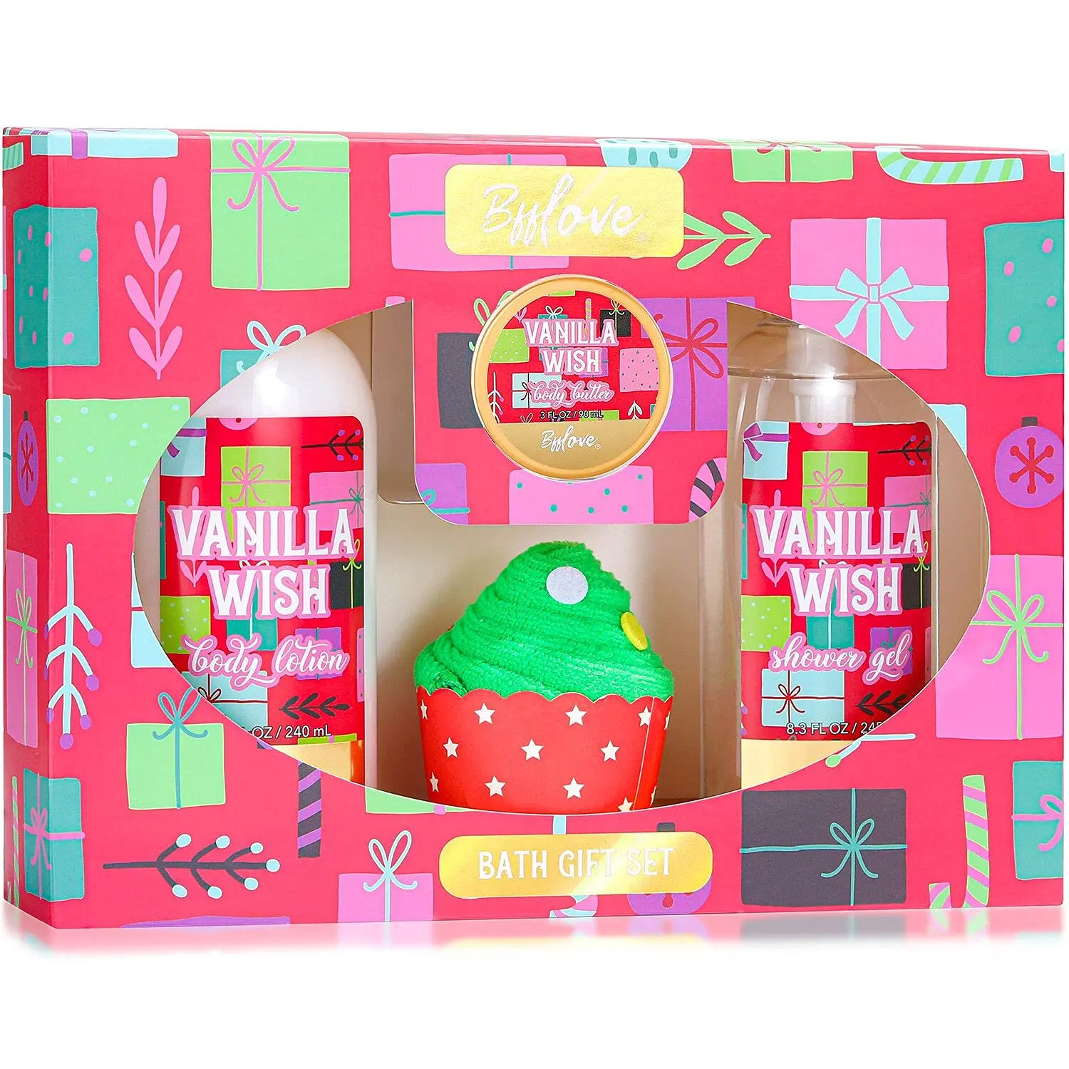 Vanilla Scented Bath Set for Women - Christmas Spa Gift with Body Butter & Shower Gel, Ideal Holiday Gift for Her