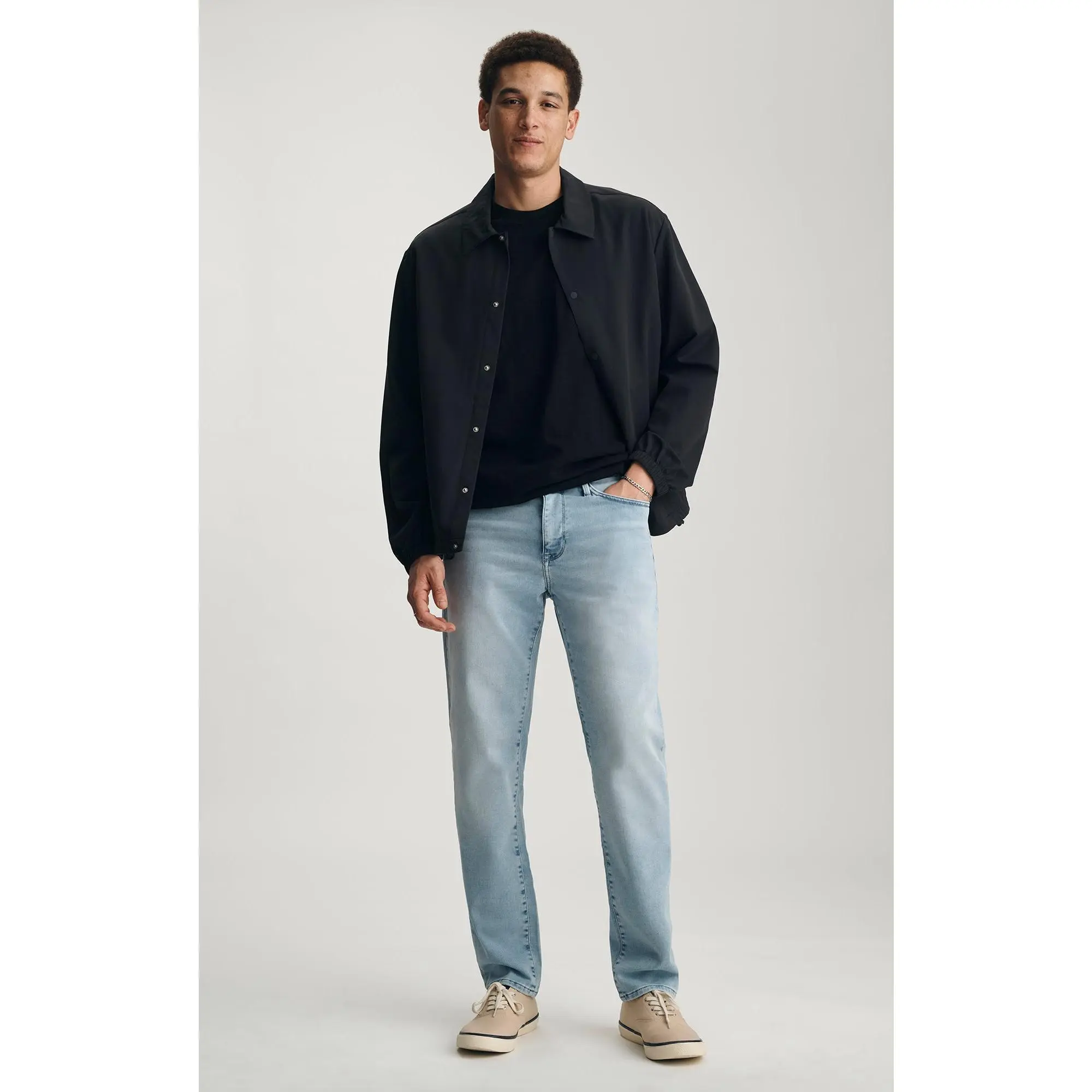 Men's Athletic Fit Tapered Light Blue Explorer Jeans Pants - Denim Fabric Menswear Bottoms, Explorer Look