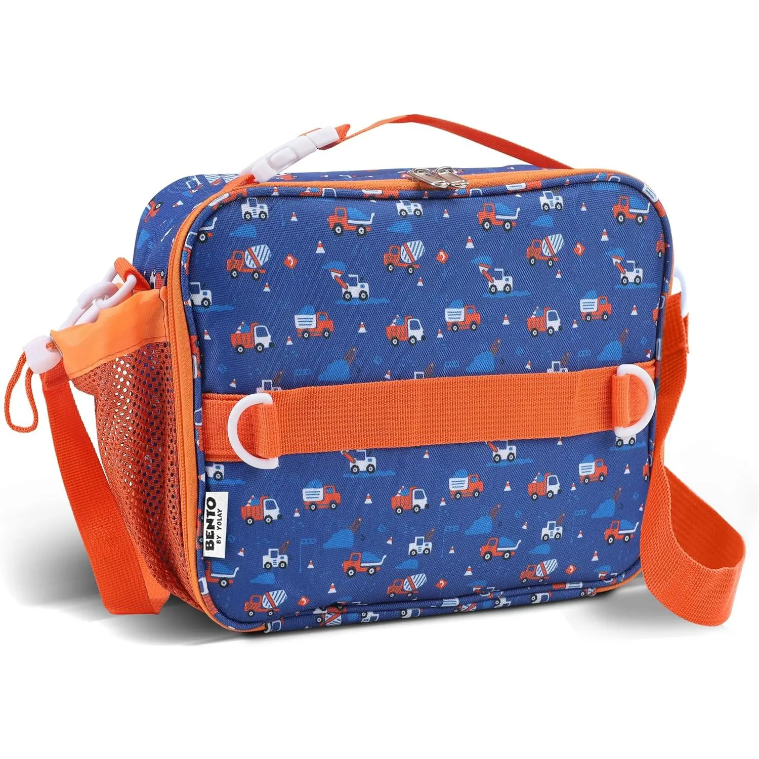 YOLAY Bento Lunch Bag for Kids with Insulated Walls That Keeps Your Lunch, Fruits, Snacks and Meals Warm & Fresh, Holds Lunch Box, Water Bottle and other Meals - Trucks, Standard