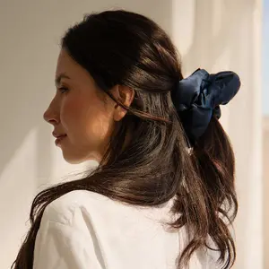 Drowsy Sleep Co Padded Silk Hair Scrunchie - Midnight Blue