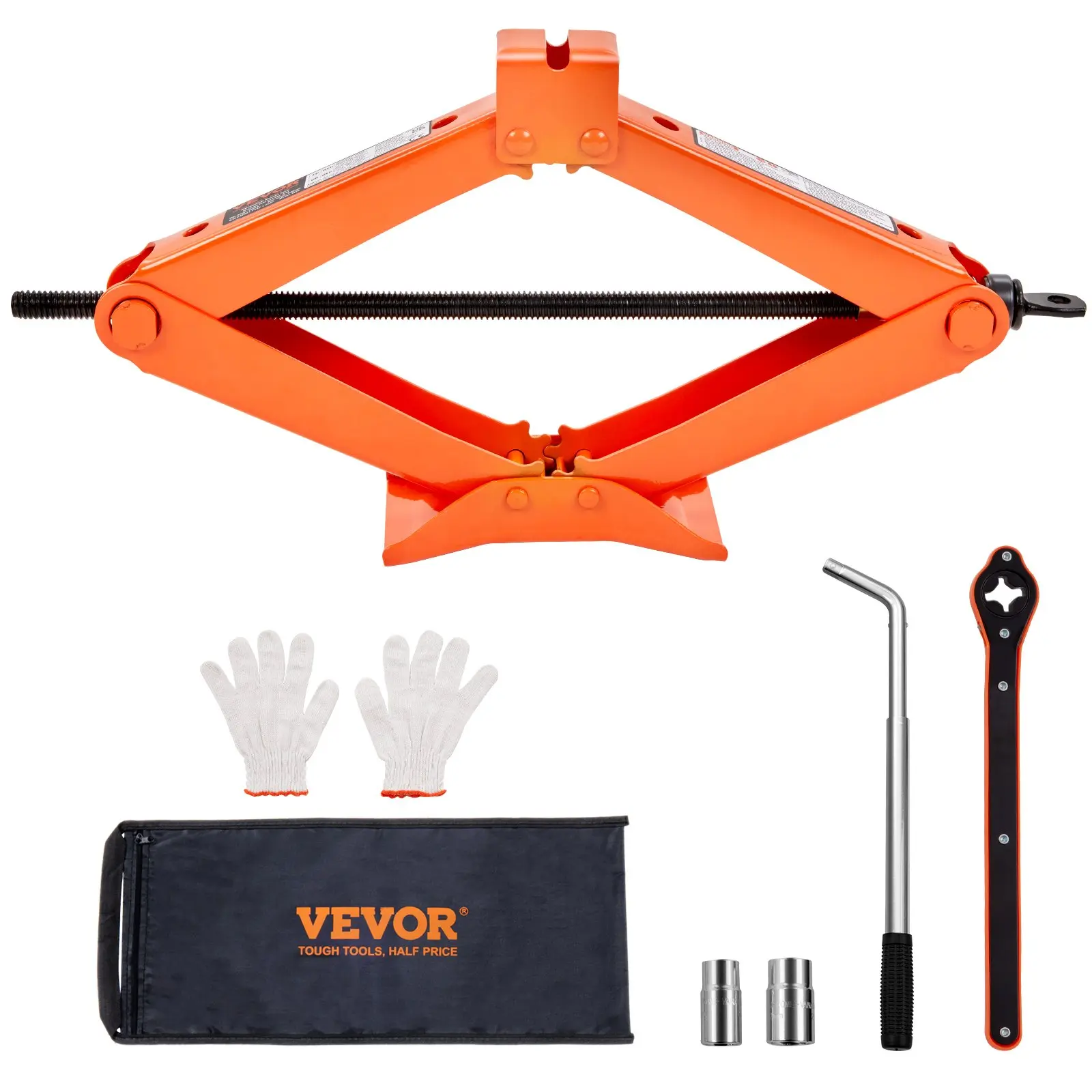 【summerfinds】VEVOR Scissor Jack, 2.5 Ton/5512 lbs Scissor Car Jack, 3.7"-17.1" Lifting Range Scissor Lift Jack with Ratcheting Handle and L-Wrench, Portable Tire Jack for Cars Trucks Sedans MPVs