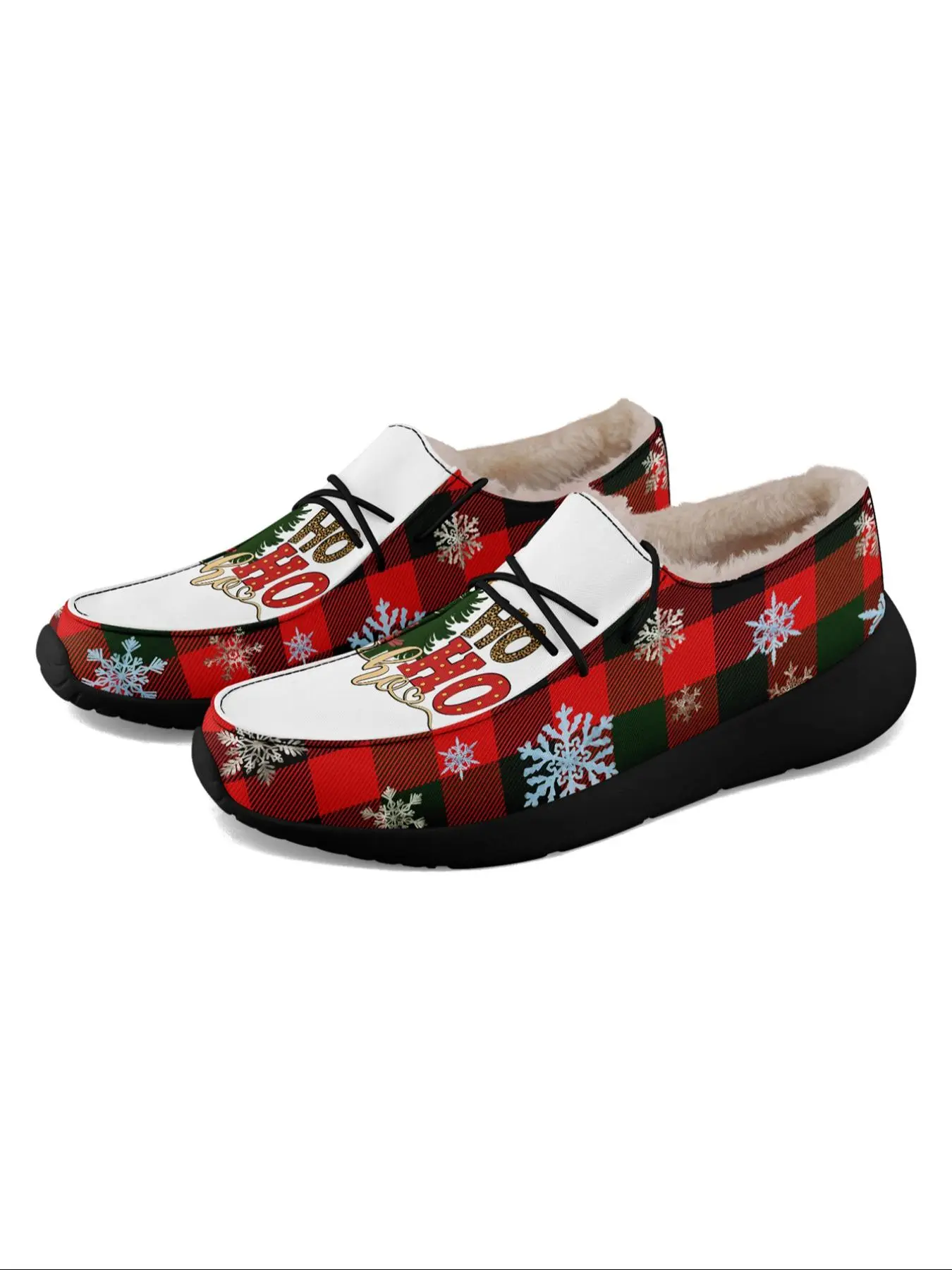 Women's Cartoon Christmas Print Slip on Loafers, Casual Comfortable Round Toe Flat Shoes for Daily Wear, Female All-match Shoes for Fall & Winter