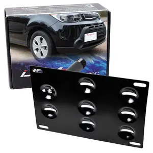 iJDMTOY No Drill Front Bumper Tow Hook License Plate Mounting Bracket Adapter Kit For 2014-2019 2nd Gen Kia Soul