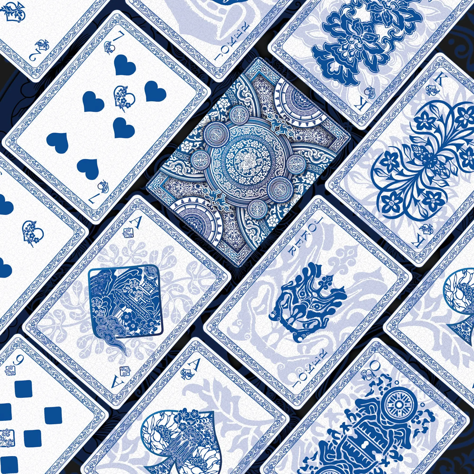 Qing Hua Playing Card Gift Set - Includes 52 Playing Cards with Unique Designs and Decorative Packaging