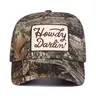 Unisex Adjustable Baseball Cap, Howdy Darlin Letter Embroidery Design, Casual Fitted Woven Fabric Hat for Spring & Fall Outdoor Activities, Camo Dad Hat, Embroidered Hat, Embroidered Baseball Caps