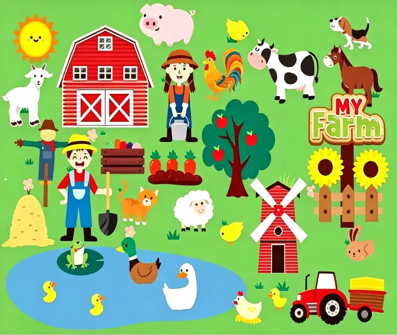 Farm Animal Felt Story Board Set, Farmhouse Pattern Interactive Sensory Activity Felt Play Board, Developmental Pretend Play Felt Toy for Boys Girls, Learning Storytelling Flannel Board Kit