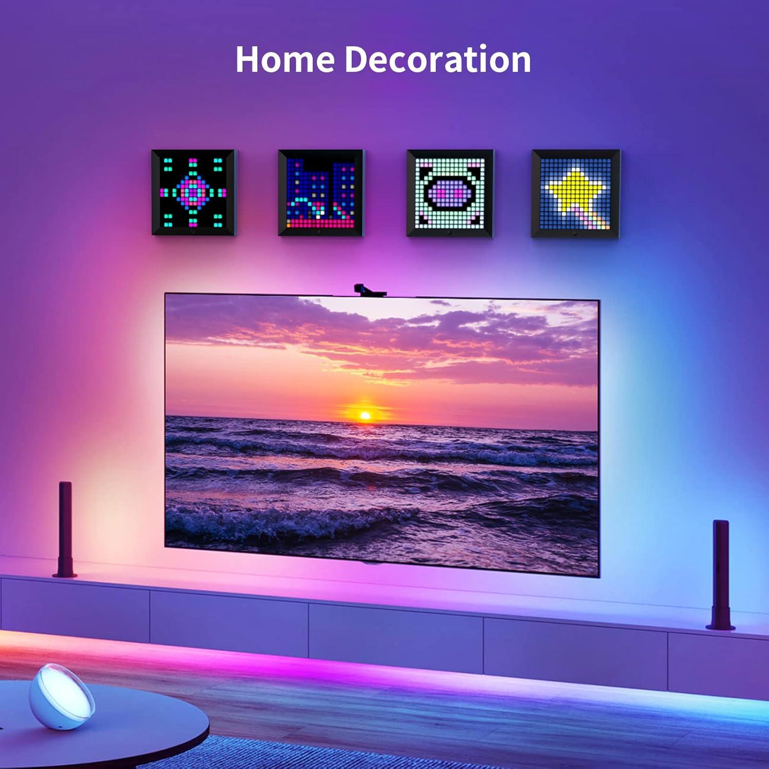LED Light Pixel Display Panel Suit for RGB Light Bars, Smart App Control with Cool Animation Desk Setup for PC, TV, Gaming Room Decor