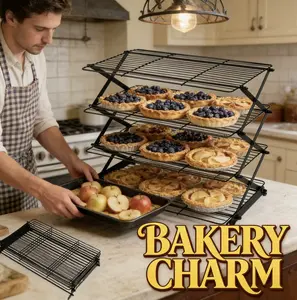 MealGear Bakery Charm 4 Count Foldable Cooling Rack for Baking Desserts Efficient Kitchen Utensil Easy Storage Bakeware Essential for Baked Goods