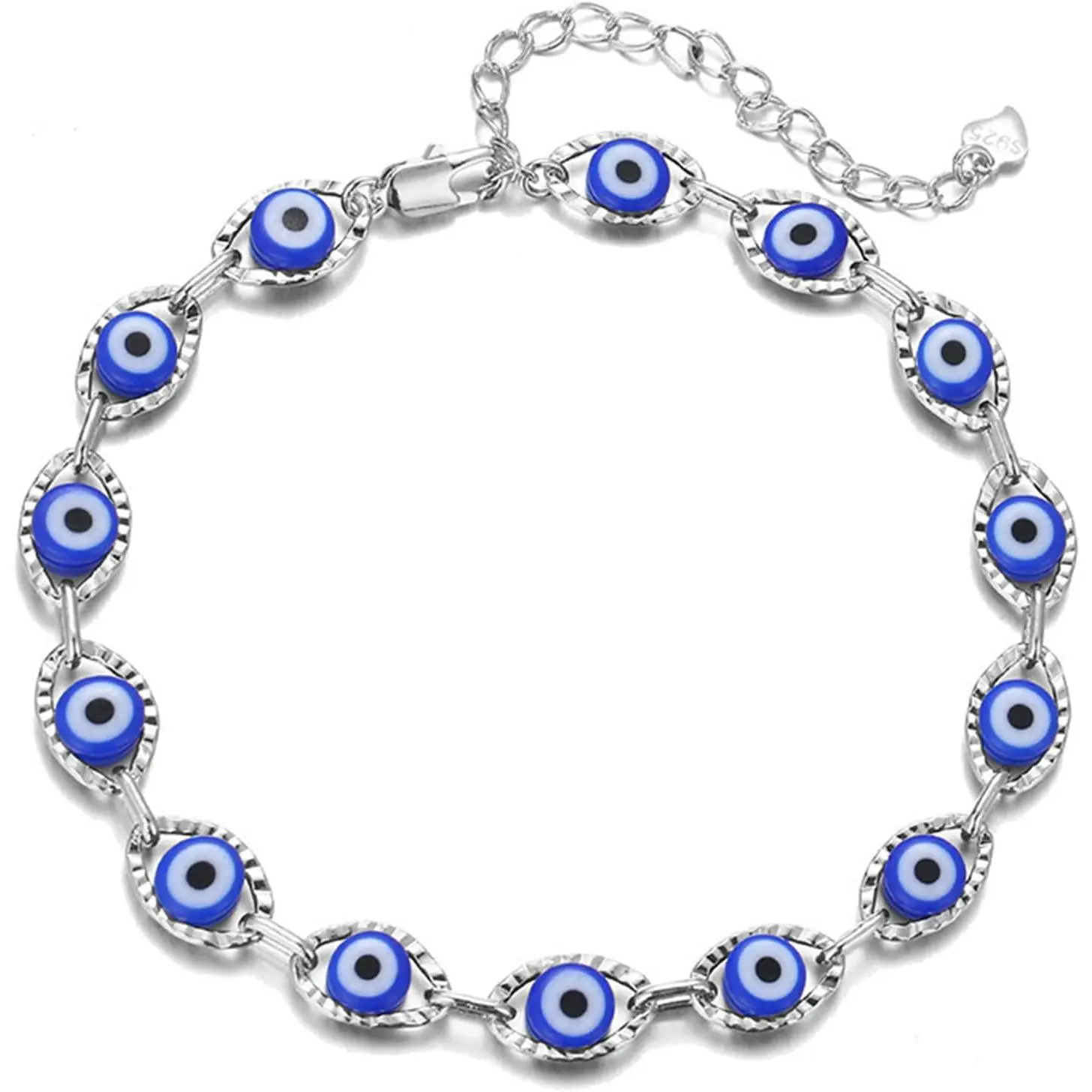 Lucky Evil Eye Beads Anklet Bracelet 14K Gold Silver Plated Link Chain Protection Amulet Anklet for Women Men Good Luck Summer Beach Foot Holiday Jewelry Gift