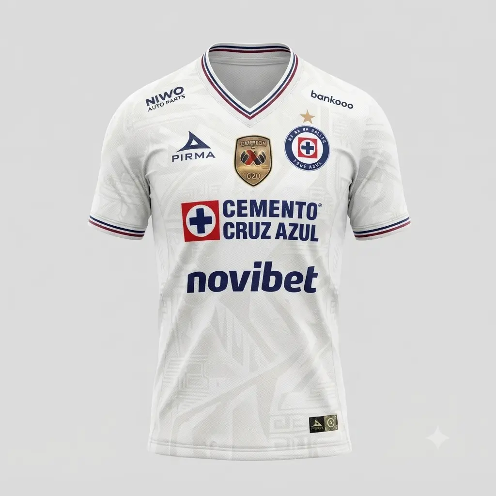 Cruuz Azzul Team Liigaa MX 2026/27 A football kit White with Embroidered logo and Sharp stitching Jersey, Breathable Quick Dry Short Sleeve Athletic Tops for Football Fans, Football Collectors & Streetwear Enthusiasts