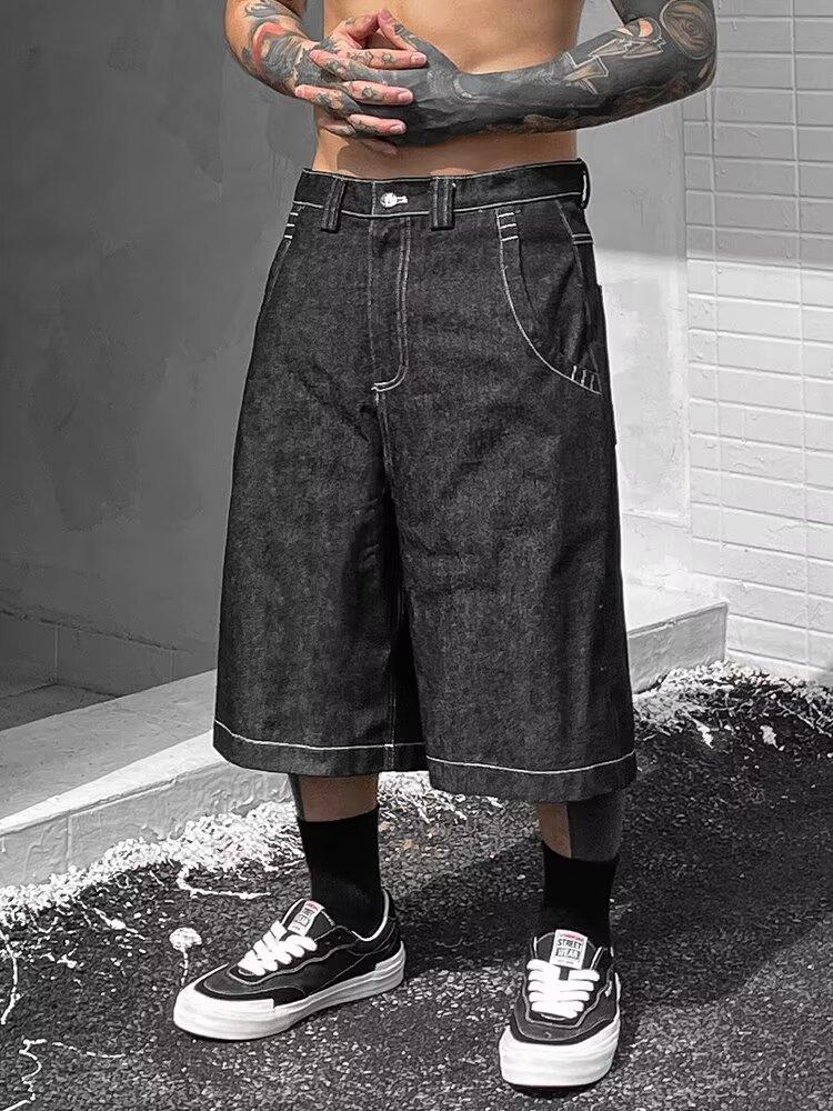 Mens Loose-Fit Summer Denim Shorts In The American West Coast Style