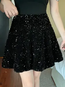 Women's Sequined Texture Umbrella Skirt, Sweet Cool Style, Eye-Catching and Stylish, Perfect for Light Parties, Daily, Dates