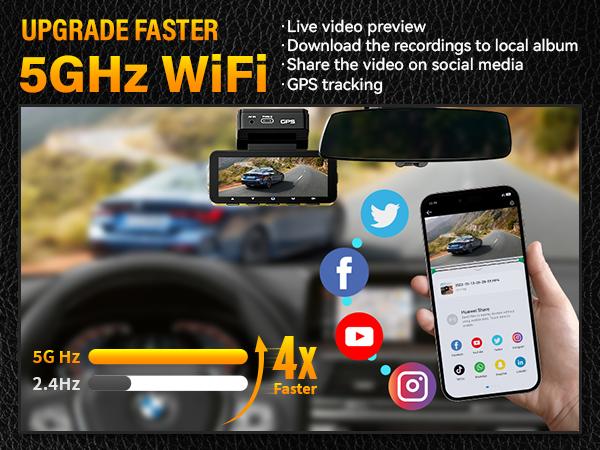 FOCUWAY D2 Duo Dash Cam Front and Rear | True 4K Front + 1080P Rear | Free 64GB Card | Touch Screen, Voice Control, GPS & WiFi, HDR Night Vision, 160° Wide Angle, 24H Parking Mode