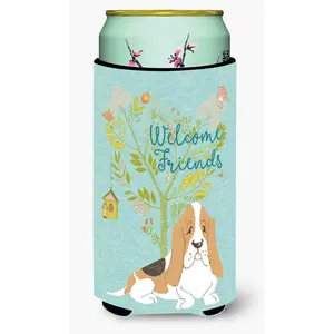 Welcome Friends Basset Hound Tall Boy Beverage Insulator Hugger BB7600TBC