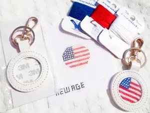 Full Needlepoint Kit - American Flag Bag Charm Fully Kitted with Self Finishing Tag
