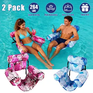 2 Pack Portable Heavy Duty Inflatable Swimming Pool Floats for Adult Inflatable Hammocks Floating Lounge Chairs for Party Summer Water Beach Lake Fun Backyard Outdoor Beach Party Water Park,summervibes