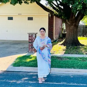 White chunni print kurtha set