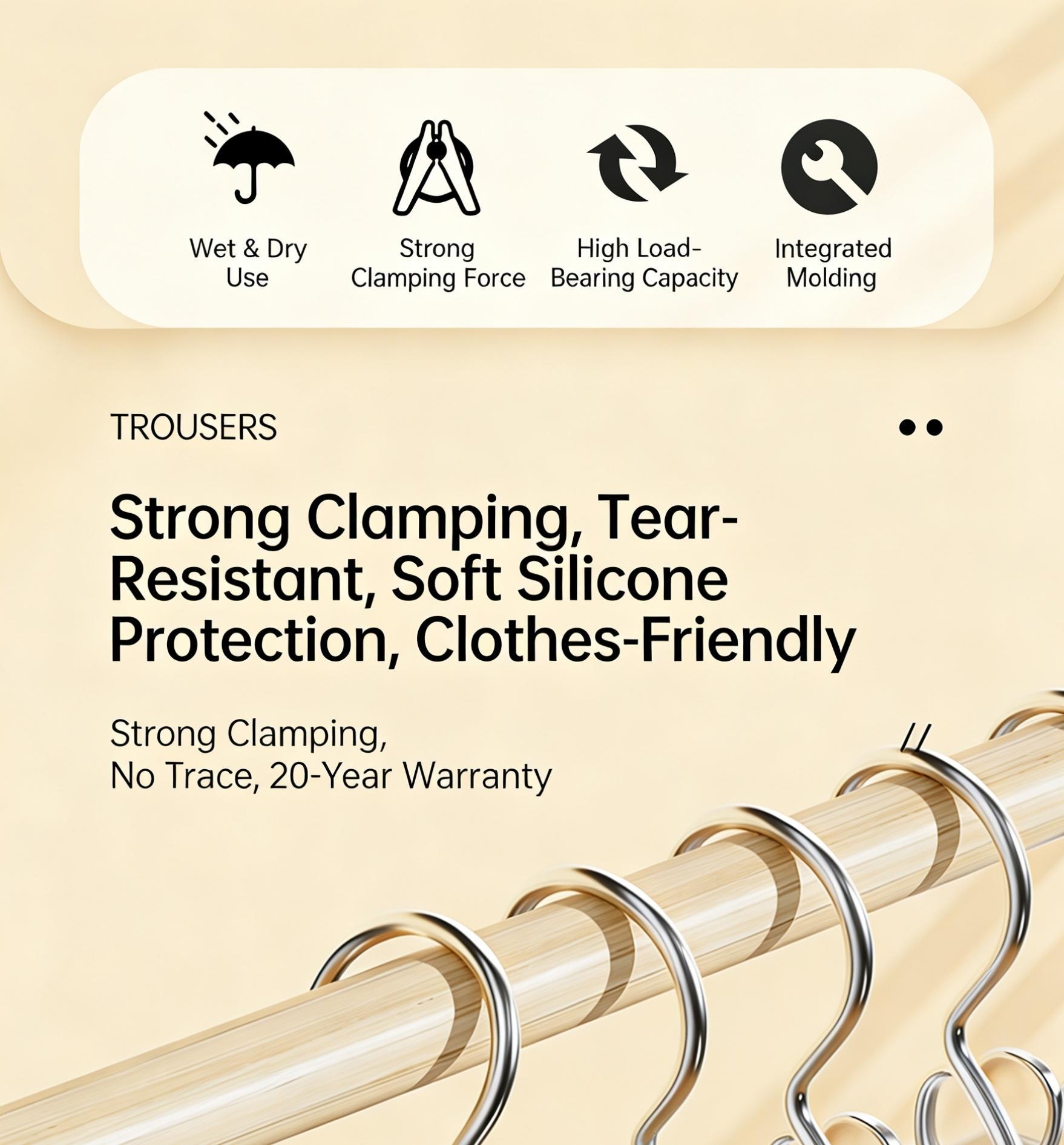 16 Pack No Trace Non Slip Pants Clips | Multi-Functional Portable Skirt Hangers with Hooks | Space Saving Clothes Clips for Laundry Drying & Closet Organization