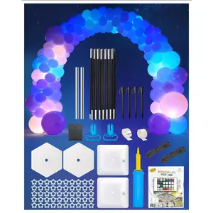 Balloon Arch Kit with LED Lights, 9ft & 7.4ft Balloon Arch Stand Kit with Base, Balloon Stand Backdrop Decoration for Birthday Wedding Baby Shower Graduation