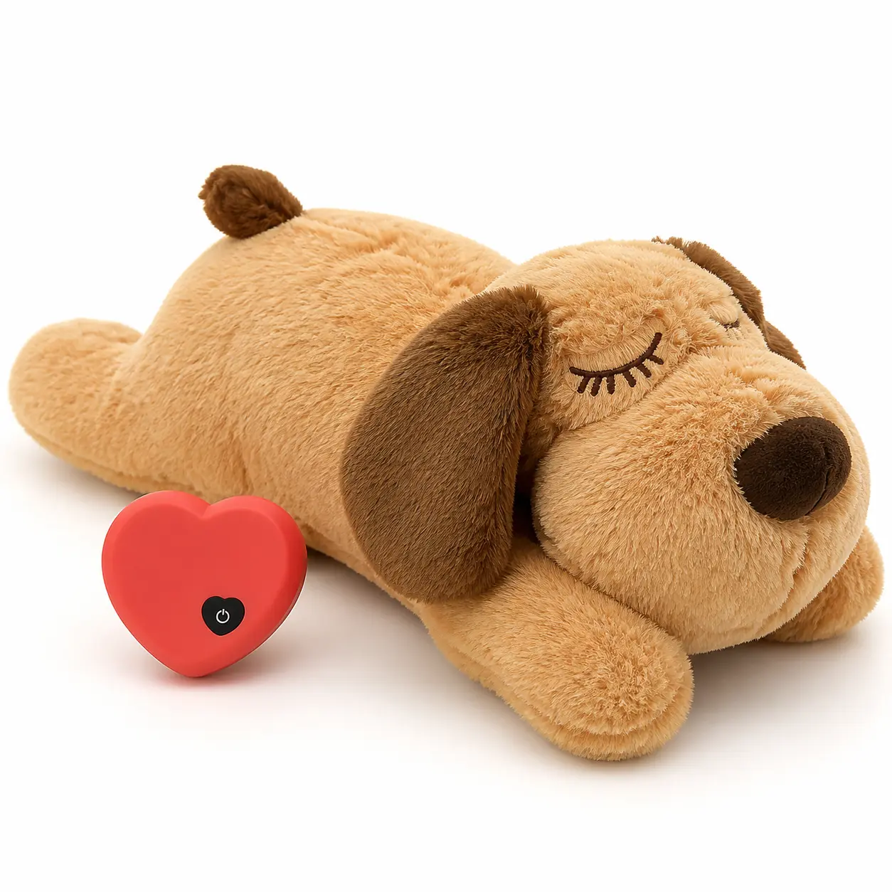 Heartbeat Companion Plush Toy for Dogs, 14.2-Inch Soft Cuddle Puppy with Removable Simulated Heartbeat Module, Rest-Time Comfort Toy for Puppies and Adult Dogs