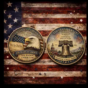America 250 years of Liberty Anniversary Commemorative Coin, USA 250th Anniversary Challenge Coin 1776-2026 Military Coin for Veterans & Collectors