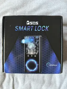 Psos Black Keyless Entry Fingerprint Biometric Keypad Smart Lock for Front Door